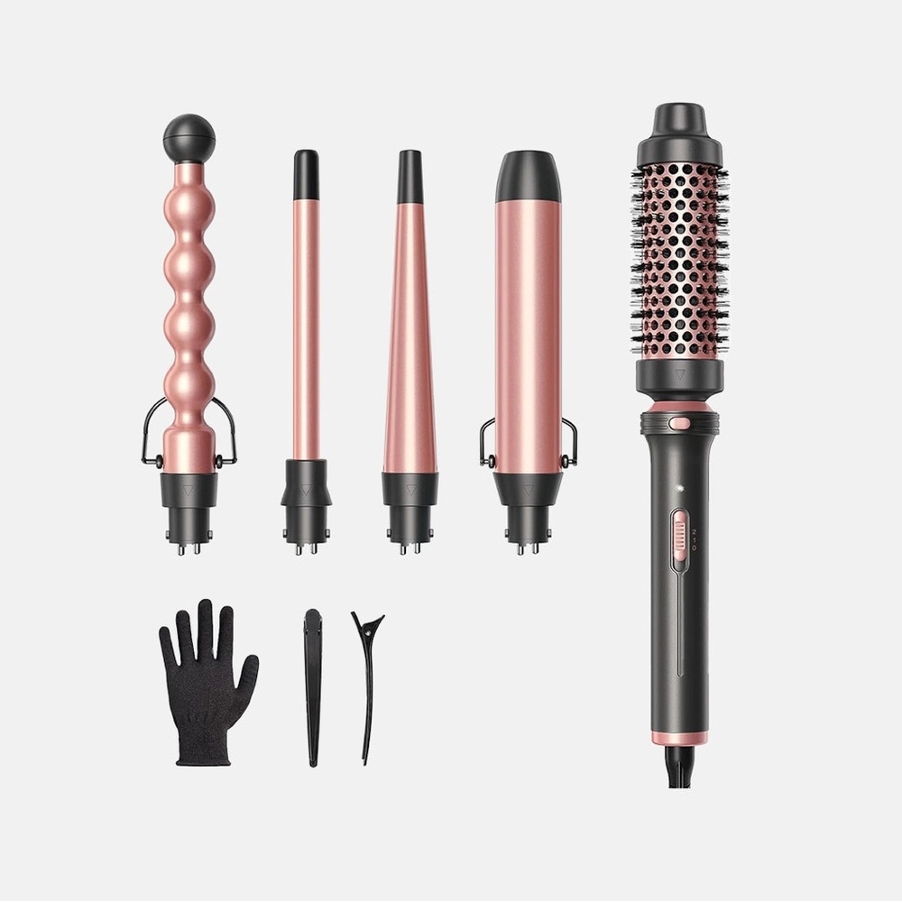5 in 1 Multi Curling Wand - Rose Gold Hair Styling Tool Set